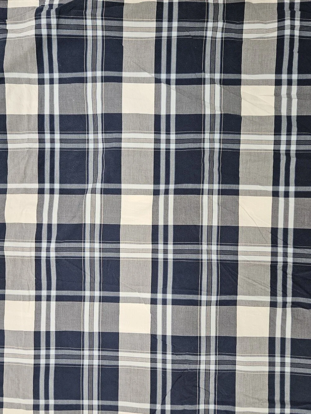 Pottery Barn Teen Blue White Plaid Full Flat Sheet 100% Cotton Retro Farmhouse